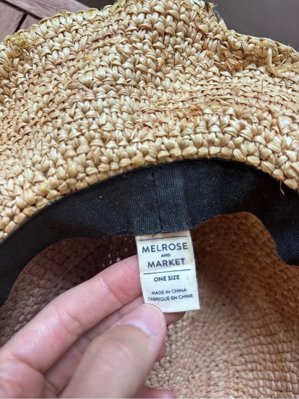 Melrose and Market Natural Straw Women’s Hat with Black Braided Band